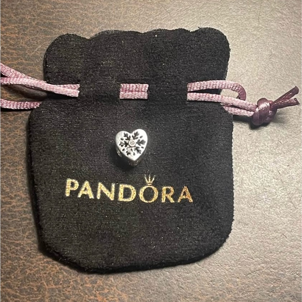 Pandora Heart Charm with Black and White Accents